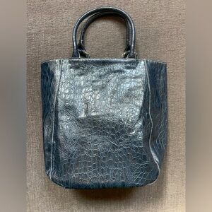 Navy blue Estée Lauder croc leather tote bag handbag purse new condition
